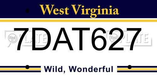 7DAT627 West Virginia License Plate