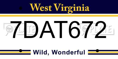 7DAT672 West Virginia License Plate