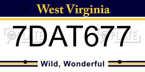 7DAT677 West Virginia License Plate