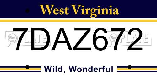 7DAZ672 West Virginia License Plate