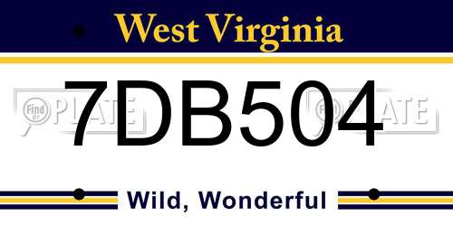 7DB504 West Virginia License Plate