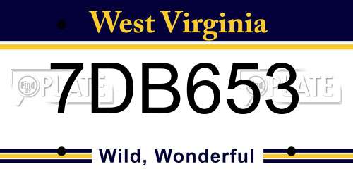 7DB653 West Virginia License Plate