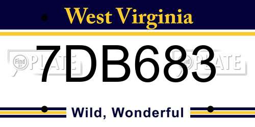 7DB683 West Virginia License Plate