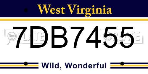 7DB7455 West Virginia License Plate