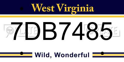 7DB7485 West Virginia License Plate