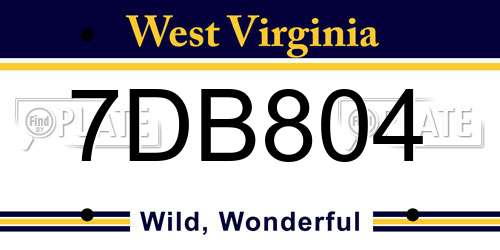 7DB804 West Virginia License Plate