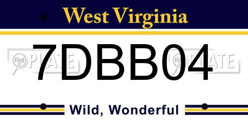 7DBB04 West Virginia License Plate