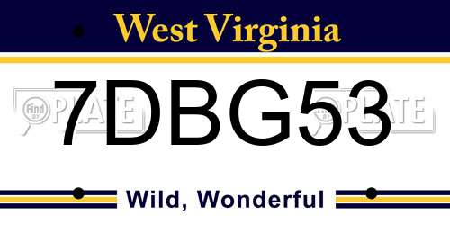 7DBG53 West Virginia License Plate