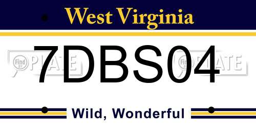 7DBS04 West Virginia License Plate