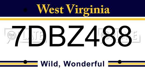 7DBZ488 West Virginia License Plate