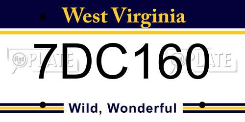 7DC160 West Virginia License Plate