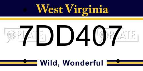 7DD407 West Virginia License Plate