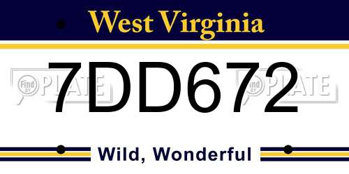 7DD672 West Virginia License Plate