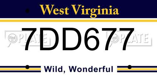 7DD677 West Virginia License Plate