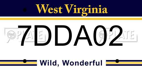 7DDA02 West Virginia License Plate