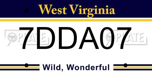 7DDA07 West Virginia License Plate