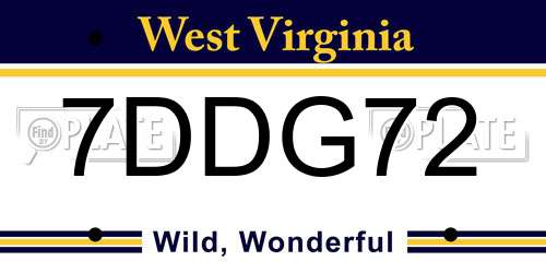 7DDG72 West Virginia License Plate