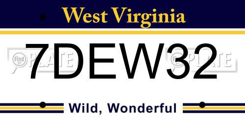 7DEW32 West Virginia License Plate