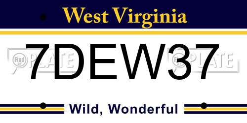 7DEW37 West Virginia License Plate