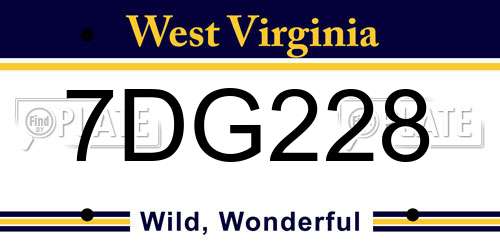 7DG228 West Virginia License Plate
