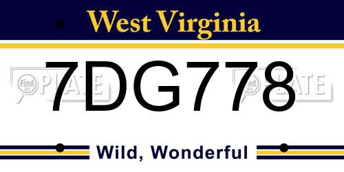 7DG778 West Virginia License Plate