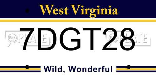 7DGT28 West Virginia License Plate