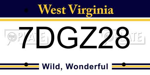 7DGZ28 West Virginia License Plate