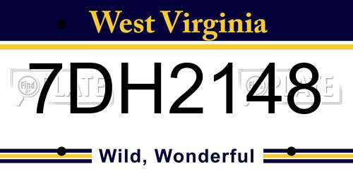 7DH2148 West Virginia License Plate