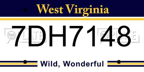 7DH7148 West Virginia License Plate