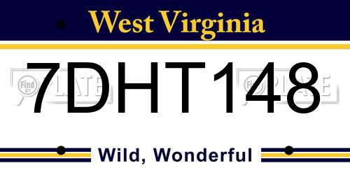 7DHT148 West Virginia License Plate