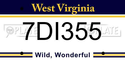 7DI355 West Virginia License Plate