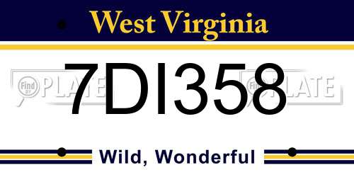 7DI358 West Virginia License Plate