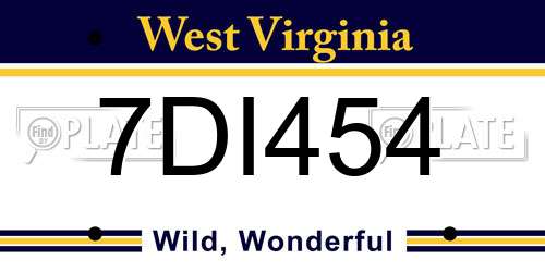 7DI454 West Virginia License Plate