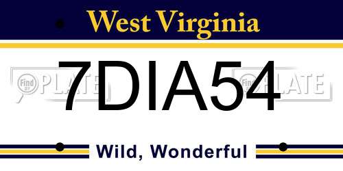 7DIA54 West Virginia License Plate