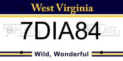 7DIA84 West Virginia License Plate