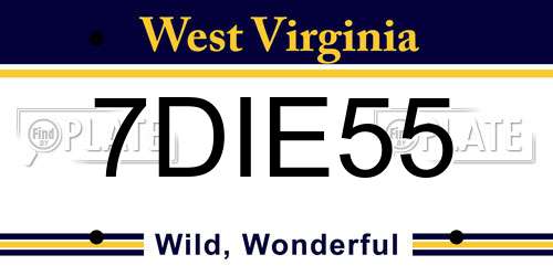 7DIE55 West Virginia License Plate