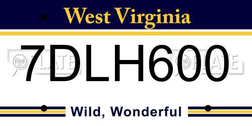 7DLH600 West Virginia License Plate