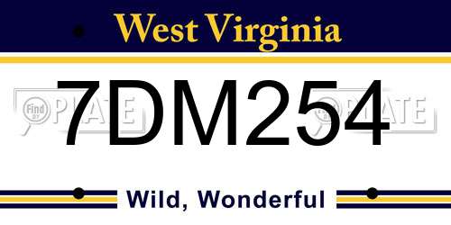 7DM254 West Virginia License Plate