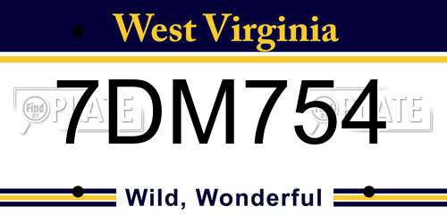 7DM754 West Virginia License Plate