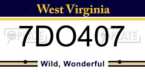7DO407 West Virginia License Plate