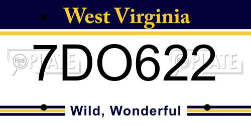 7DO622 West Virginia License Plate