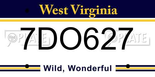 7DO627 West Virginia License Plate