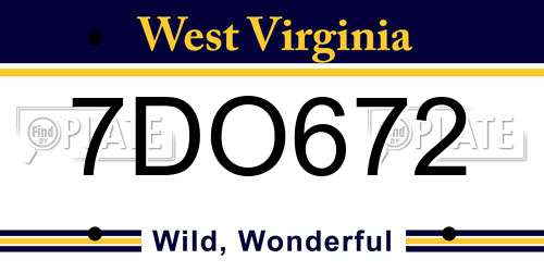 7DO672 West Virginia License Plate