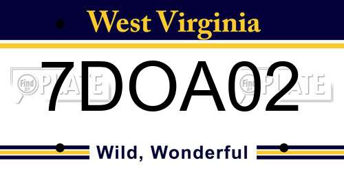 7DOA02 West Virginia License Plate