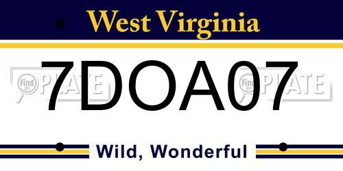 7DOA07 West Virginia License Plate
