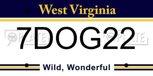 7DOG22 West Virginia License Plate