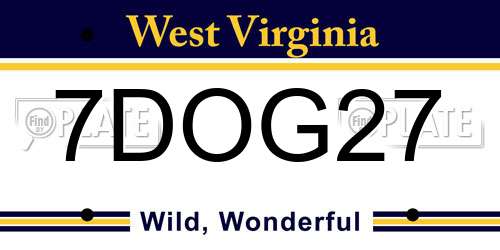 7DOG27 West Virginia License Plate