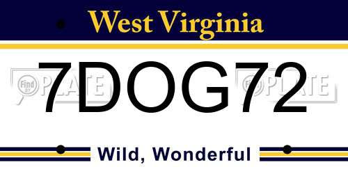 7DOG72 West Virginia License Plate