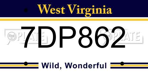 7DP862 West Virginia License Plate