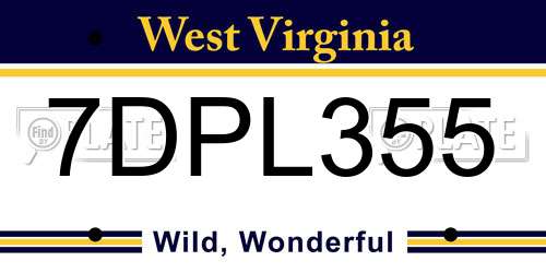 7DPL355 West Virginia License Plate